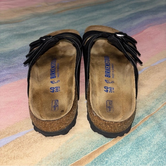 Birkenstock Florida Birko Flor Soft Footbed - Black sandals women’s  size 9 - Picture 9 of 11